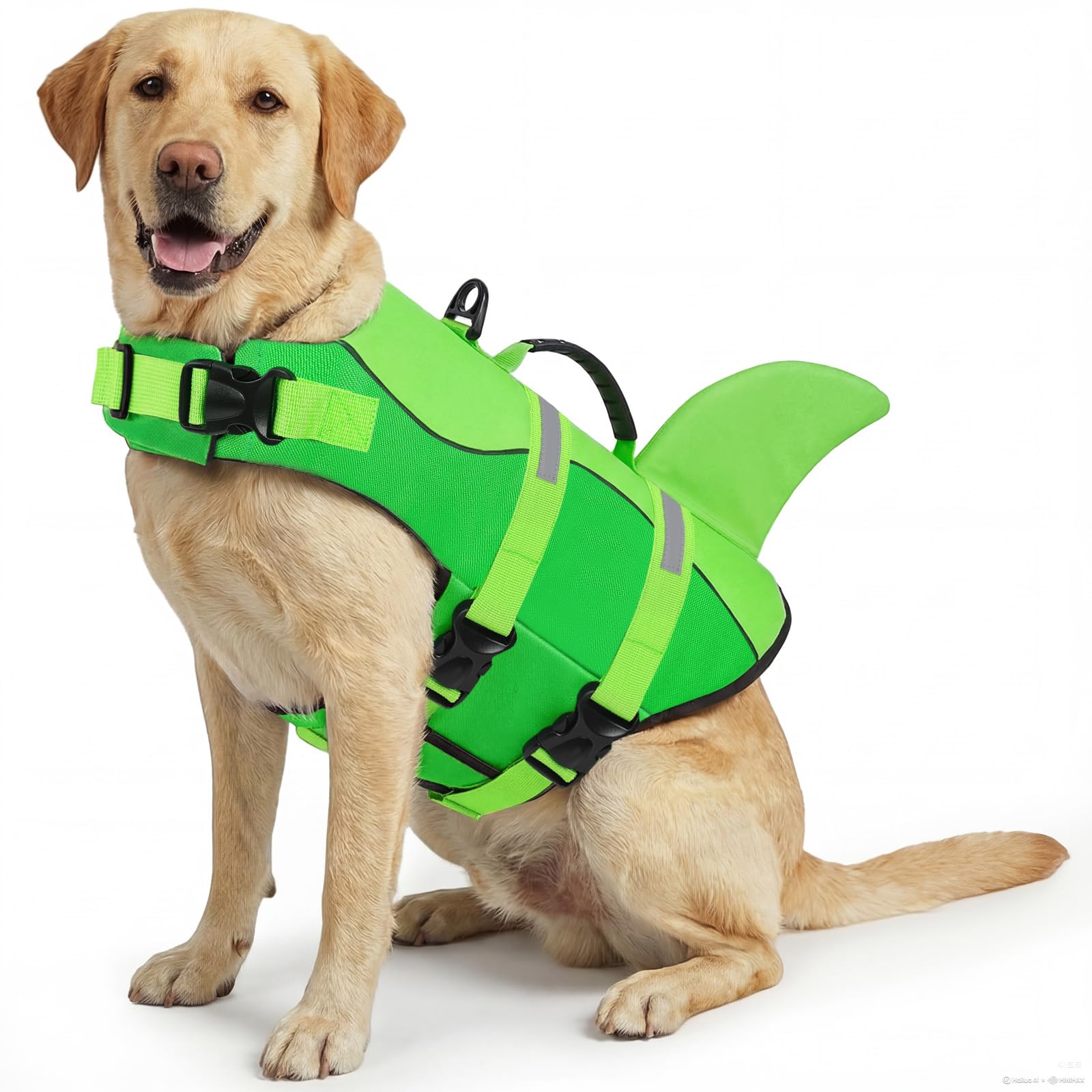 ASENKU Giubbotto Salvagente per Cani, Giubbotto Salvataggio Cane Squalo per Nuoto e Sport Acquatici,con Maniglia Superiore e Cintura di Sicurezza Regolabile,per Cani di Taglia Piccola Media Grande XXL