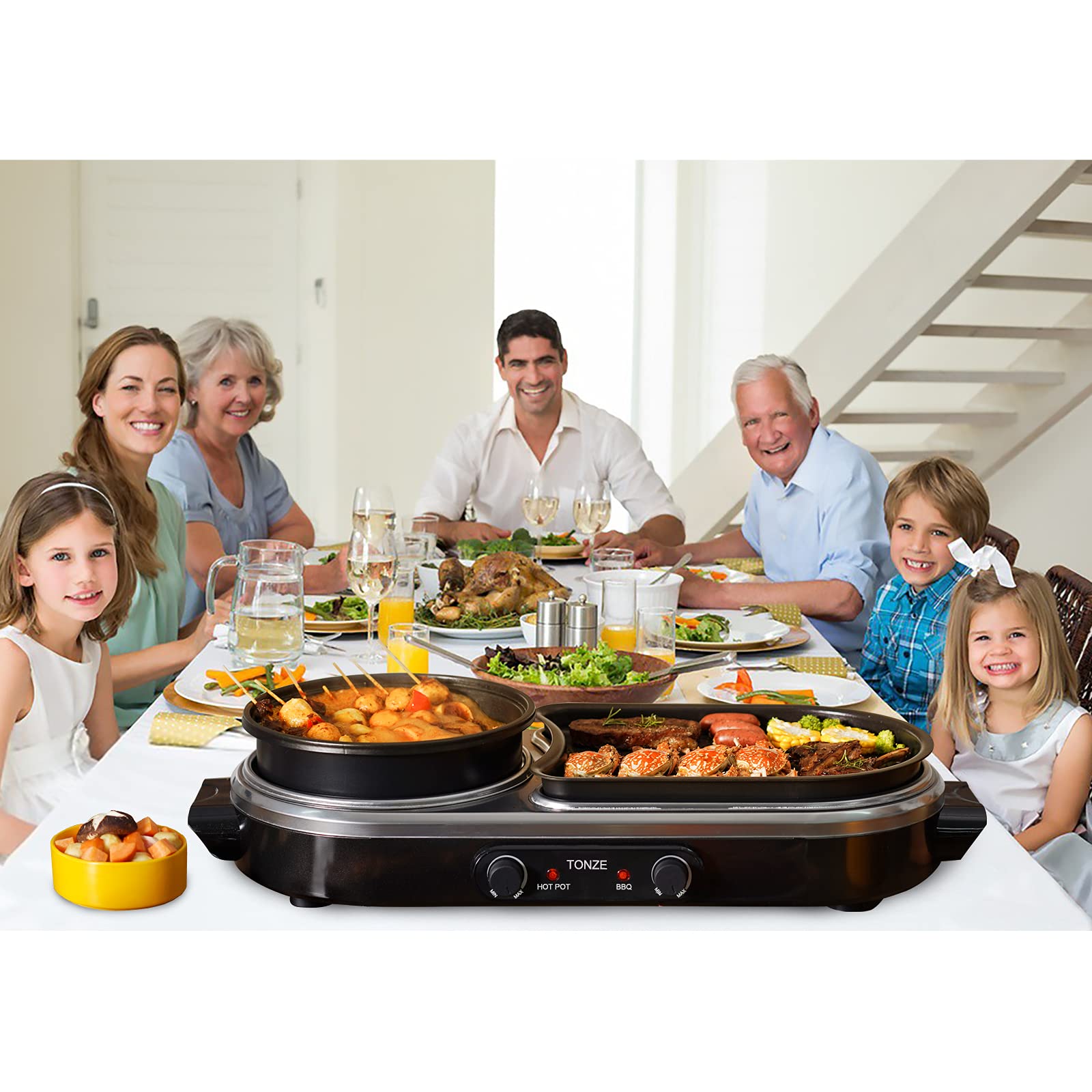 Buy Hot Pot Electric with Grill,Griddle Indoor Grill 2 IN 1 Korean Bbq