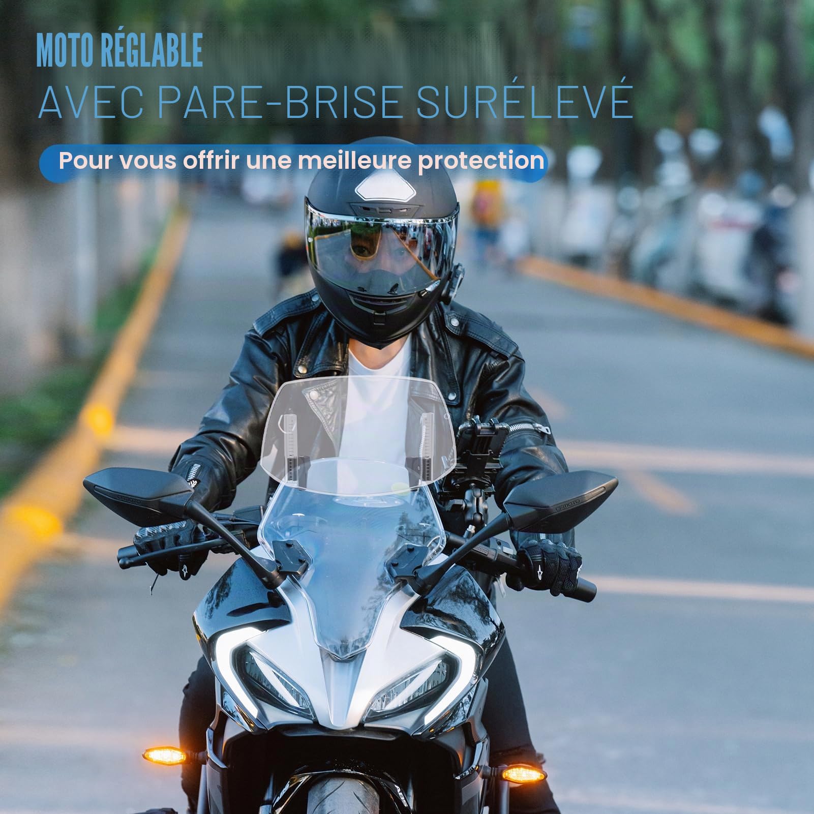 Extension de pare-brise de moto universelle surélevée à clipser - Déflecteur de vent - 29,5 x 17,5 cm - Extenseur de pare-brise en ABS - Spoiler - Convient aux motos avec pare-brise avant