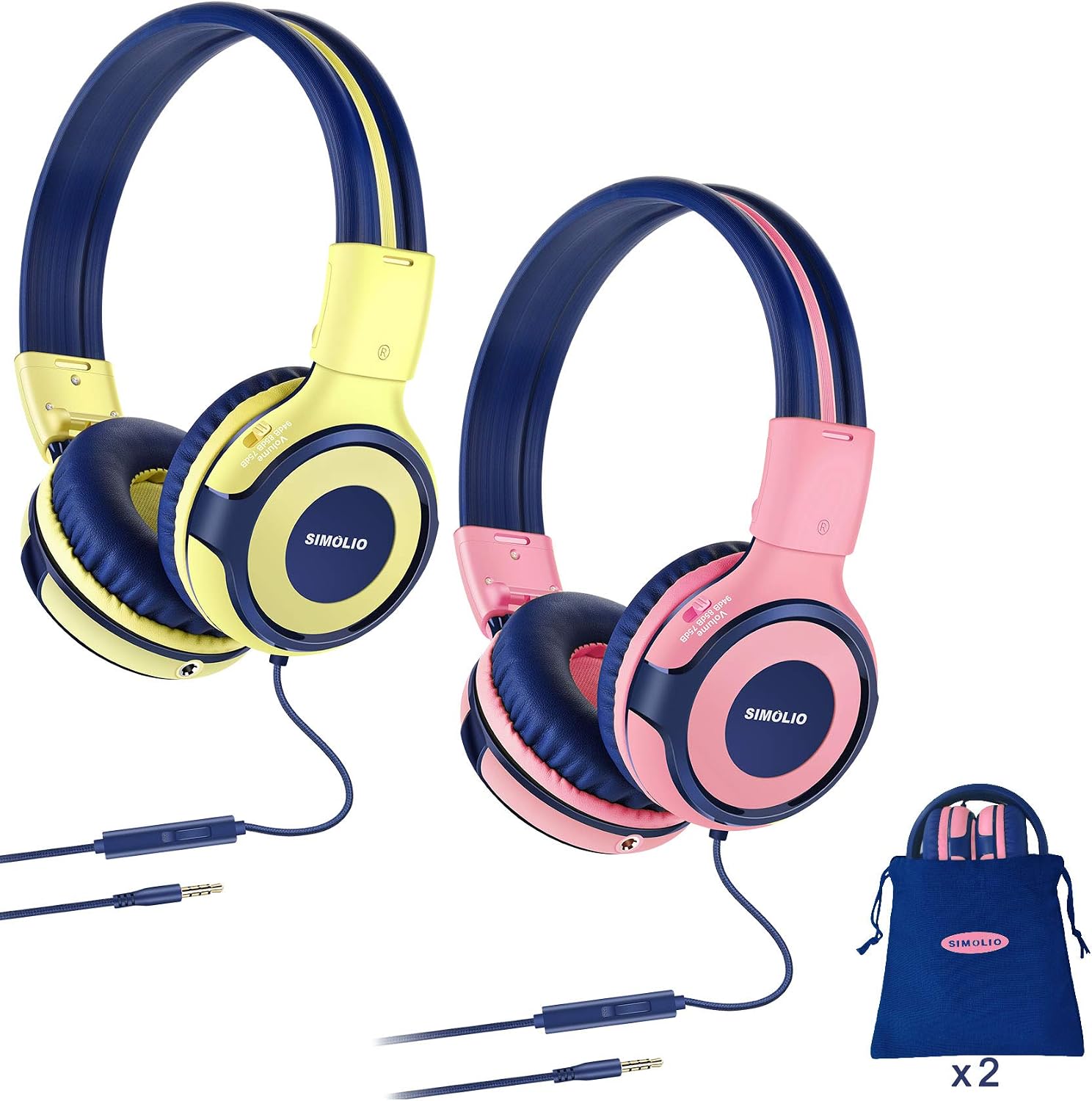 Best Promo 2 Pack of SIMOLIO Kids Headphone with 75dB, 85dB, 94dB Volume Limited, Durable & Foldable Headphones with Mic for Kids, On-Ear Children Headphones with Storage Bag for Travel,School Daily(Pink,Yellow) 🛒 Crazy Deals 2 Pack of SIMOLIO Kids Headphone with 75dB, 85dB, 94dB Volume Limited, Durable & Foldable Headphones with Mic for Kids, On-Ear Children Headphones with Storage Bag for Travel,School Daily(Pink,Yellow)