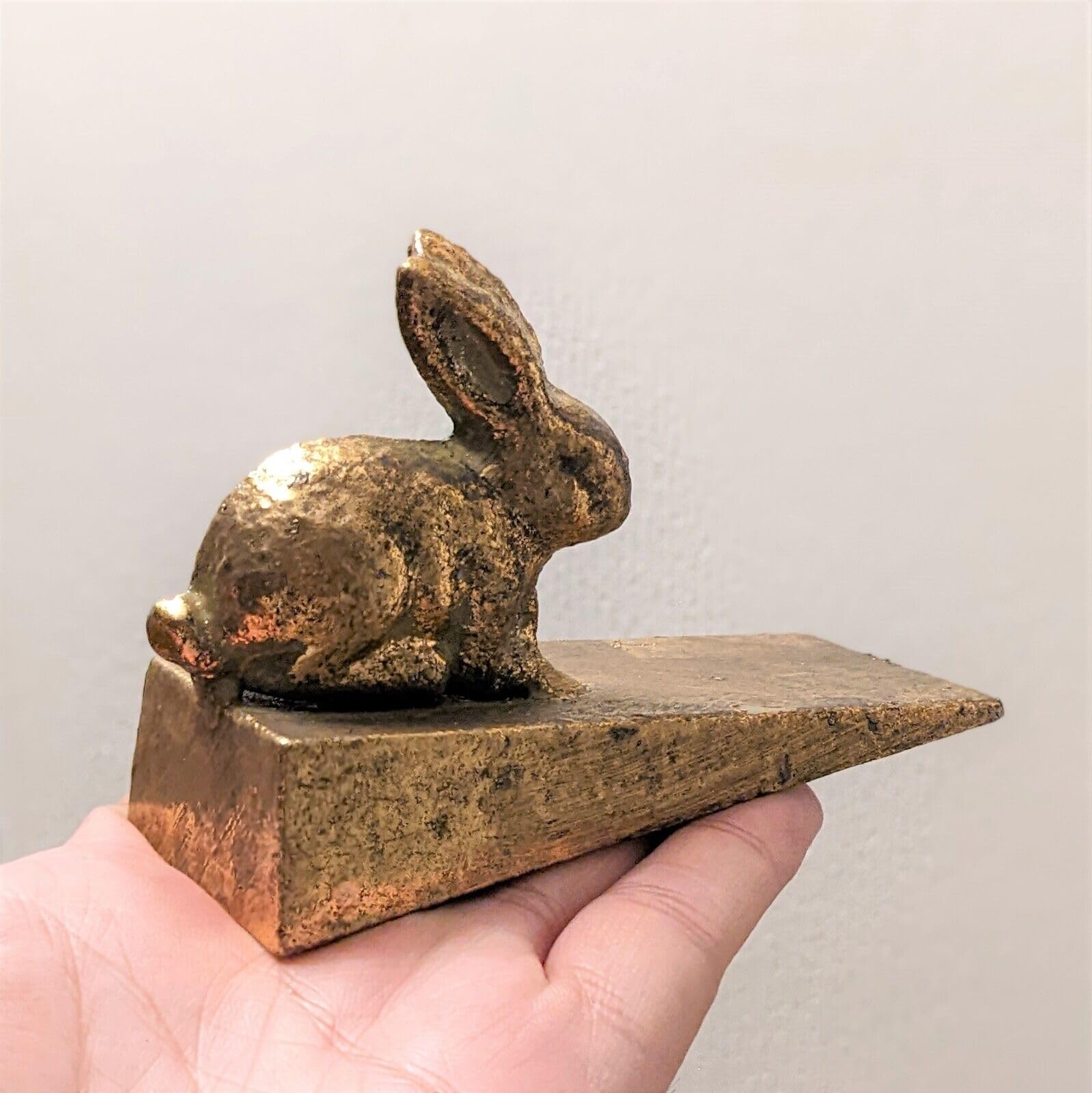 Metal Rabbit Gold Doorstopper Heavy Door Wedge for Patio Yard Garden Farmhouse Home Office Commercial Industrial Shabby Chic Stopper Stop