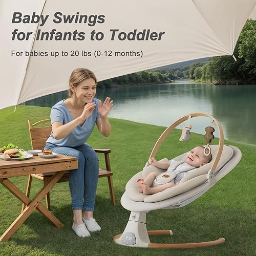 Miniatura 2 de Columpios de bebé para bebés, columpio de bebé Monamii con 5 velocidades, 10 canciones de cuna, columpio eléctrico para bebé, uso en interiores y