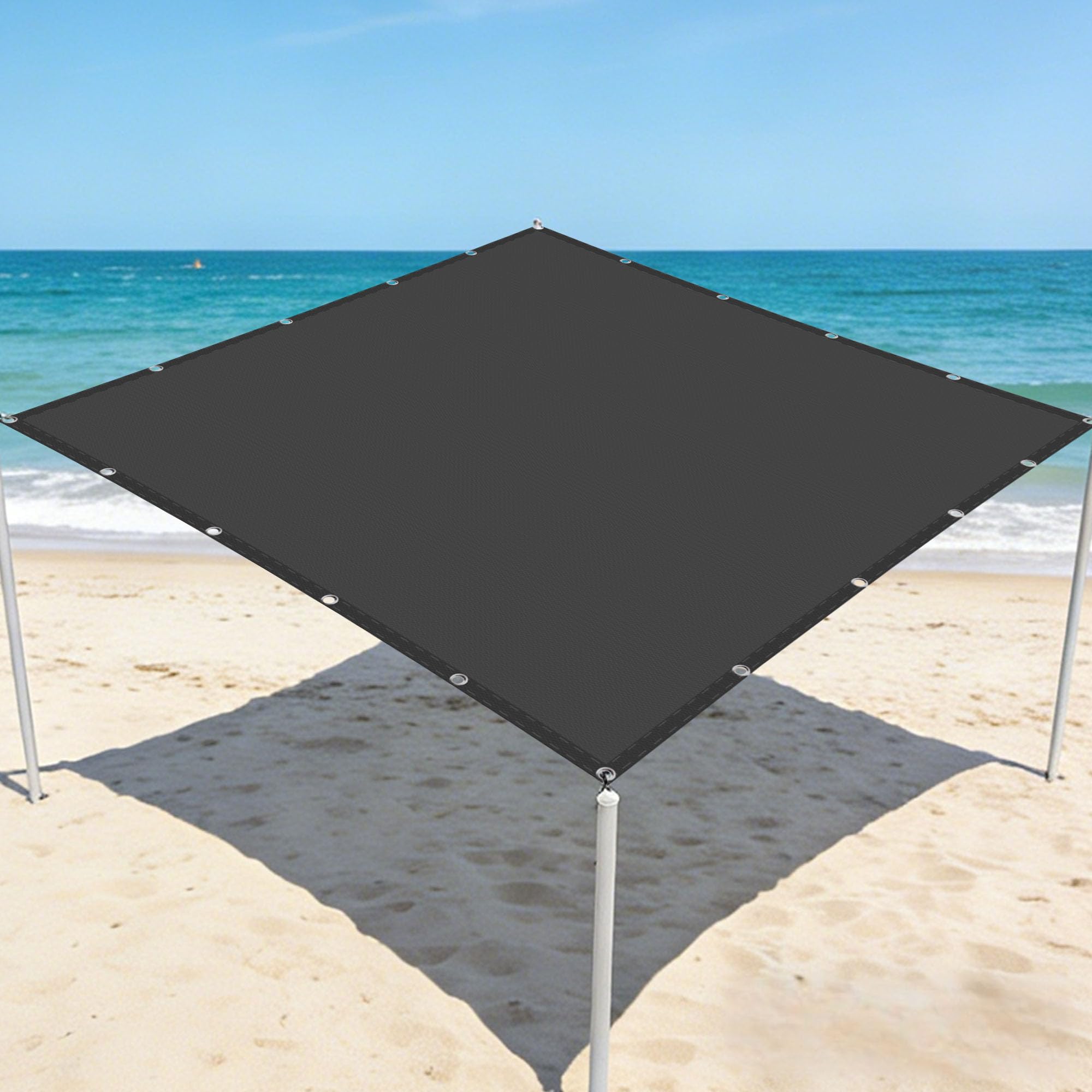 Voiles d'ombrage 4x4m protection UV toile rectangulaire extérieur contre le vent pour patio gris