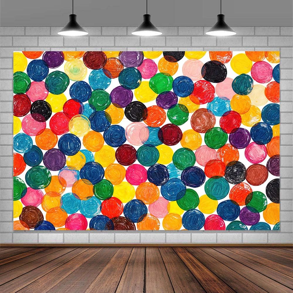 4X4ft Colorful Dots Photo Backdrop Photography Background for Kids Boys Girls Baby, Cartoon Caterpillar Theme Birthday Party Backdrops Photo Booth
