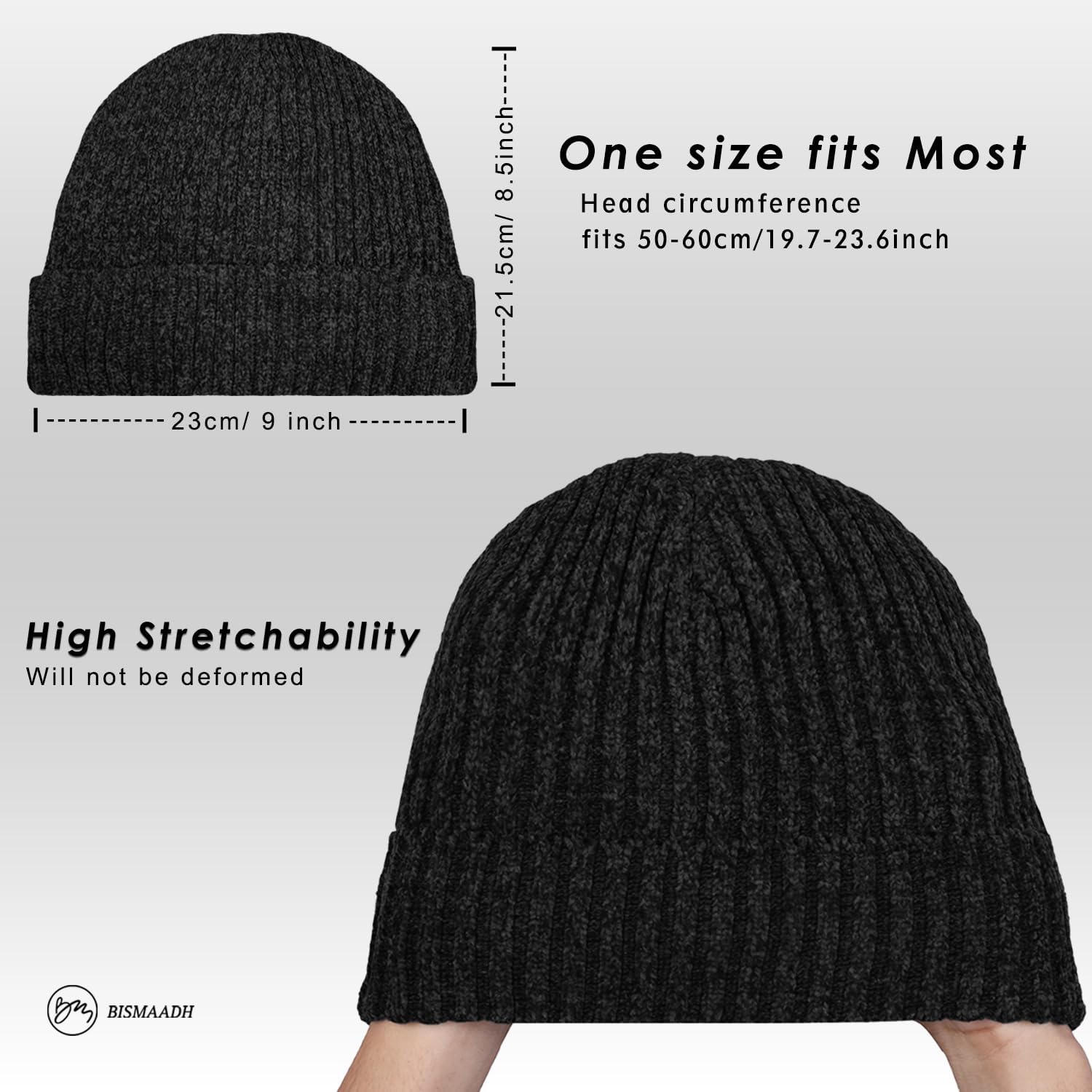 BISMAADH Winter Cuffed Beanie for Men Women Fleece-Lined Beanie Soft Warm Thick Knit Ski Thermal Cap - Image 3