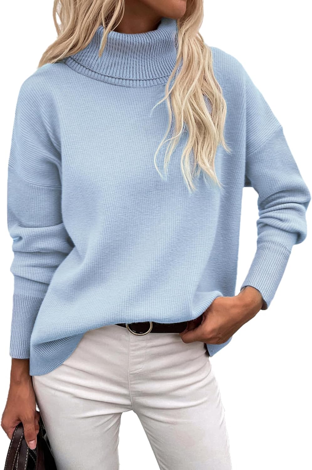 Zeagoo Women's Turtleneck Sweater 2026 Fall Winter Chunky Knitted Pullover High Low Hem Trendy Basic Jumper Top