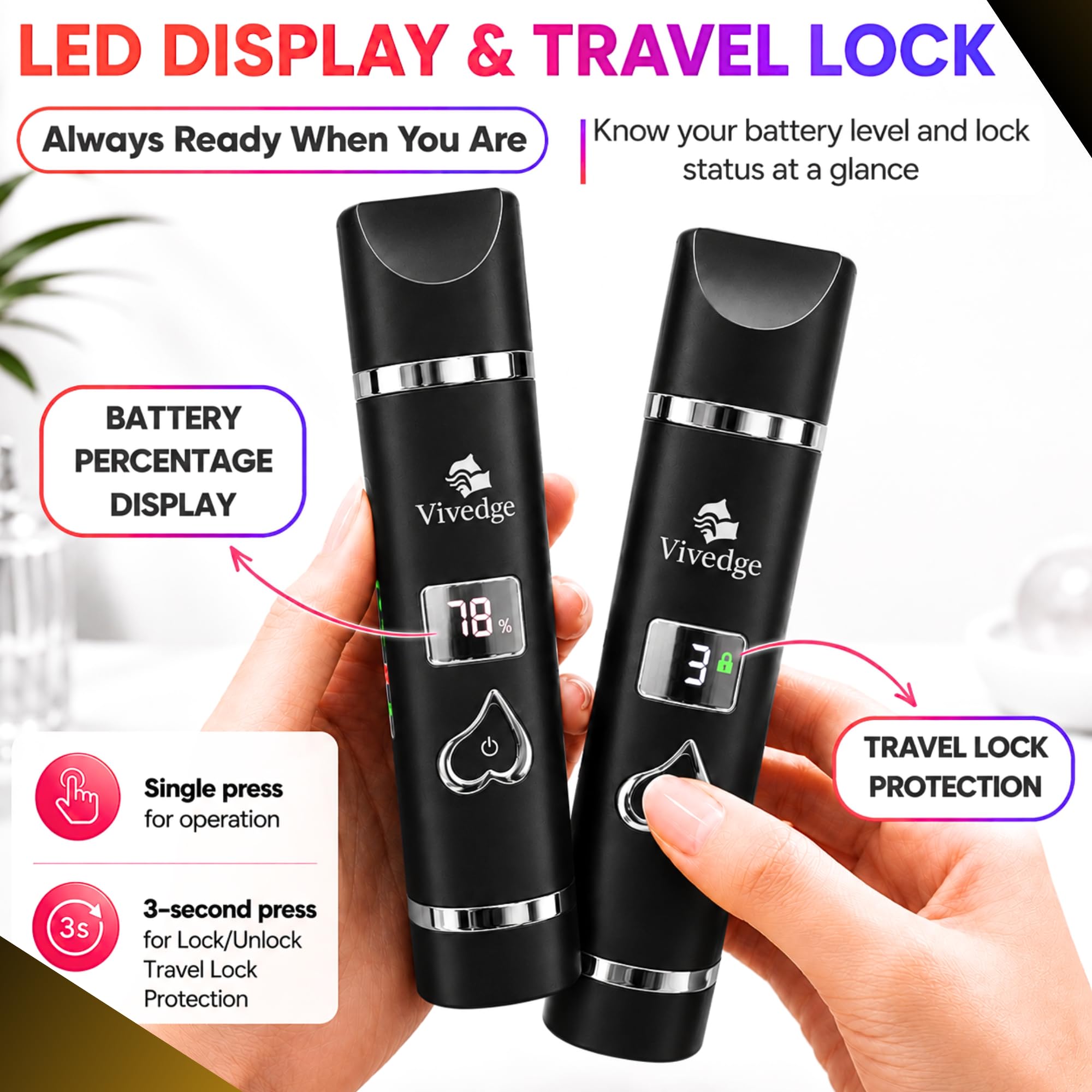 Elektrischer Rasierer für Damen und Herren, Bikini-Trimmer & Gesichtshaarentferner, wiederaufladbarer Körperrasierer mit Keramikklinge, wasserdicht, LED-Display, USB-C, Reiseschloss, Groomer Geschenk