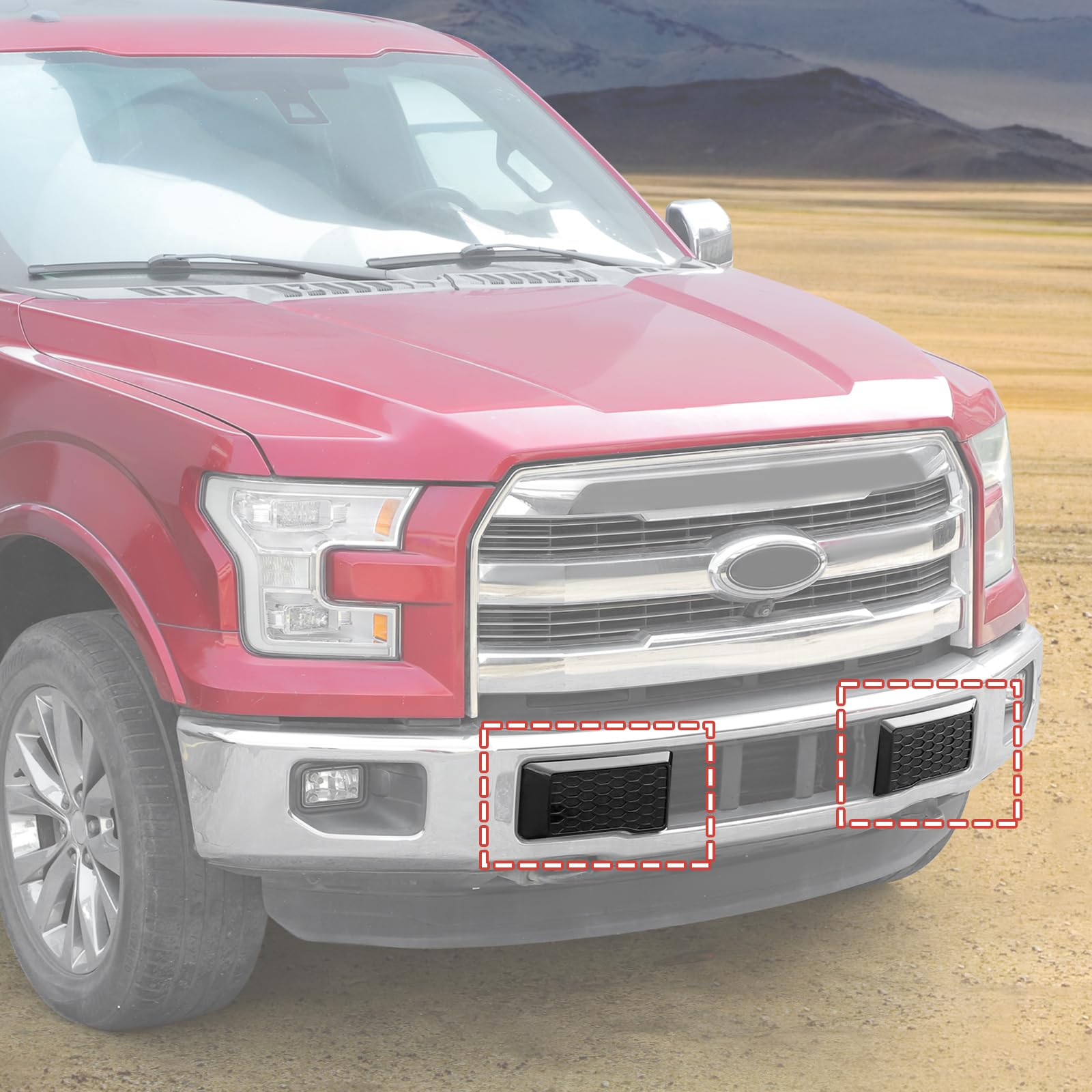 Front Bumper Guards Pads Insert Panel fit for Ford F150 2015-2020 Front Bumper Guards Protector,Black