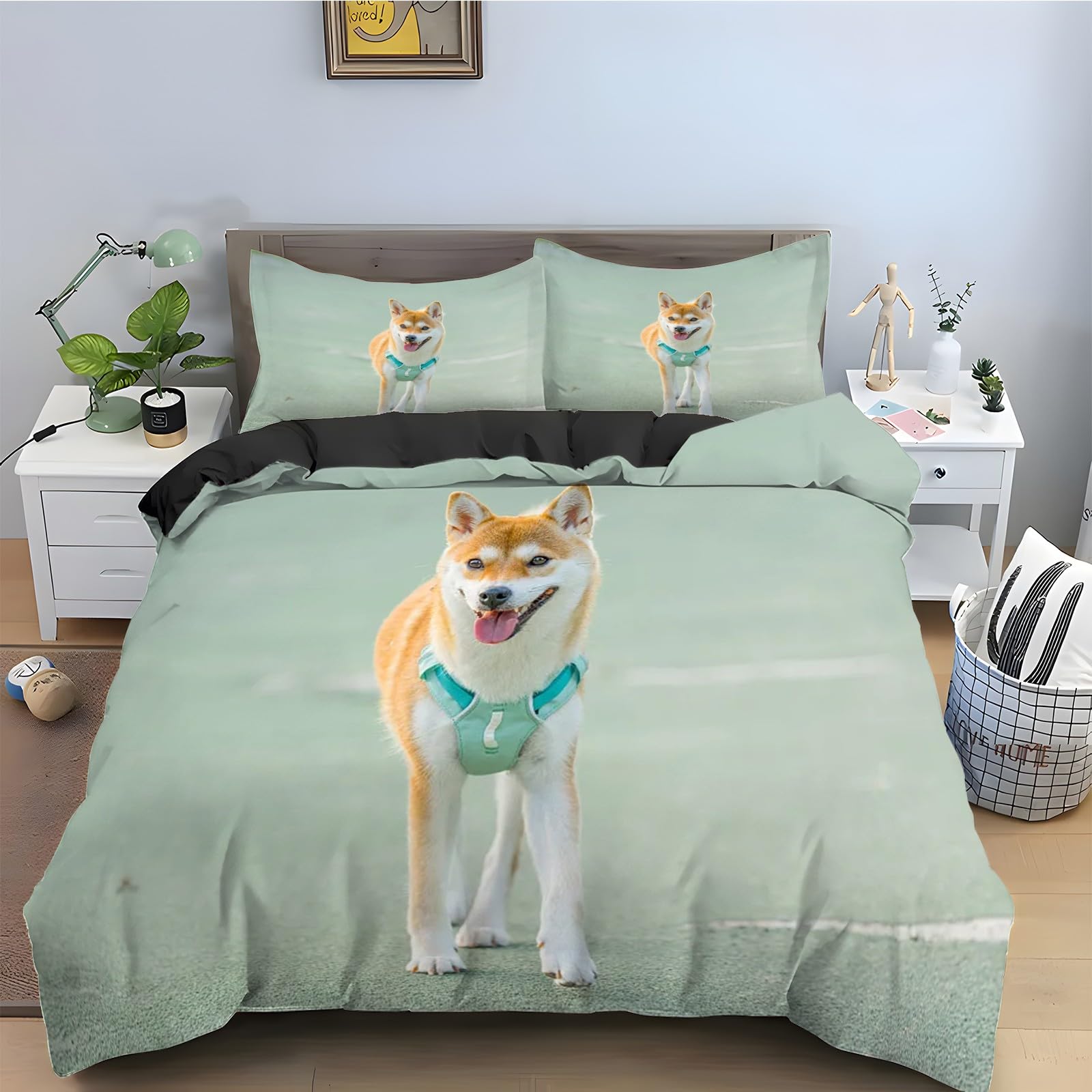 Housse de couette Shiba Inu 160x200, l'idée cadeau idéale pour les passionnés de chiens
