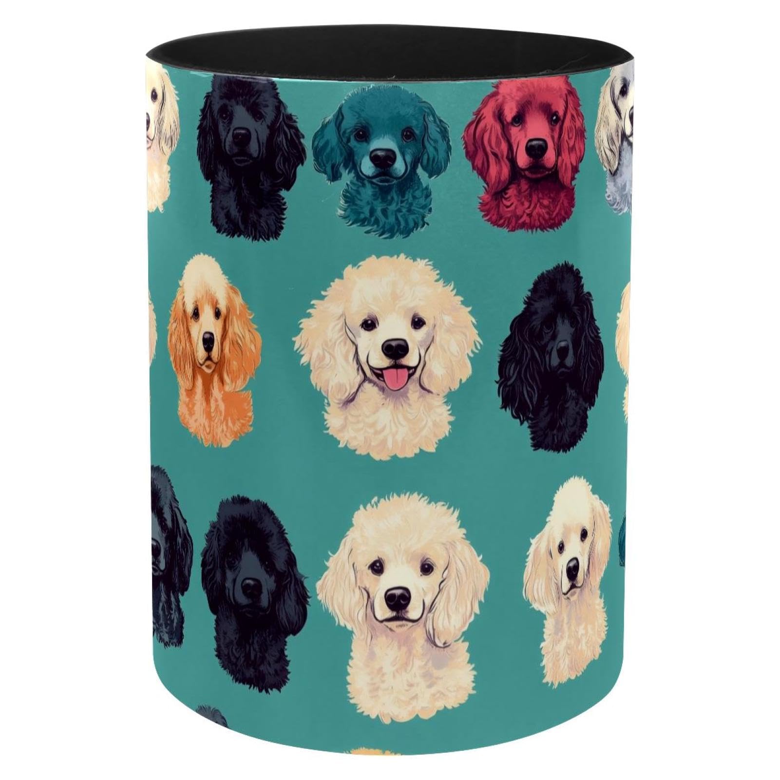 Porte-stylo en métal motif caniches, cadeau idéal pour bureau