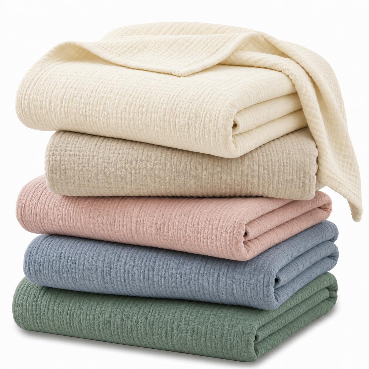 Carpe Sonno Musselin Decke 150 x 200 [100% Baumwolle] Leichte Musselindecke Sommer | Oeko-TEX Kuscheldecke flauschig | Tagesdecke Beige Sofadecke Sommerdecke Couchdecke | Sofa Decke Creme