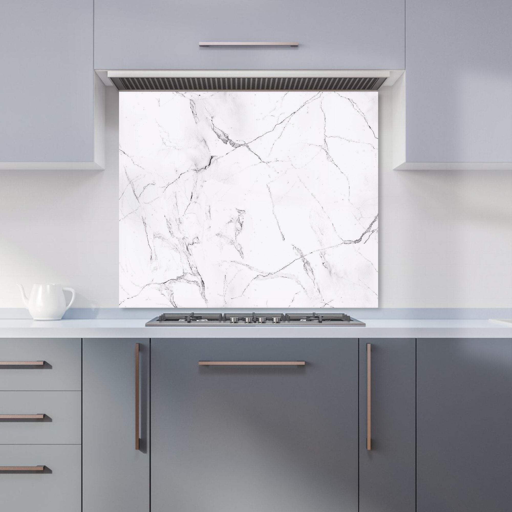 Warren Reed White - Designer Marble Effect Kitchen Splashback - W600mm X H750mm