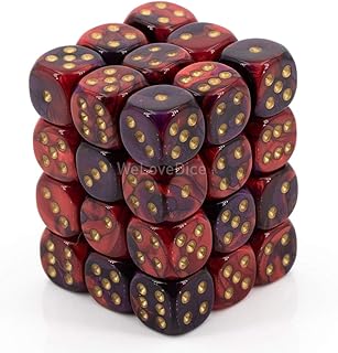 DND Dice Set-Chessex D&D Dice-12mm Gemini Purple, Red, and Gold Plastic Polyhedral Dice Set-Dungeons and Dragons Dice Includes 36 Dice – D6, Multi-Coloured, CHX26826
