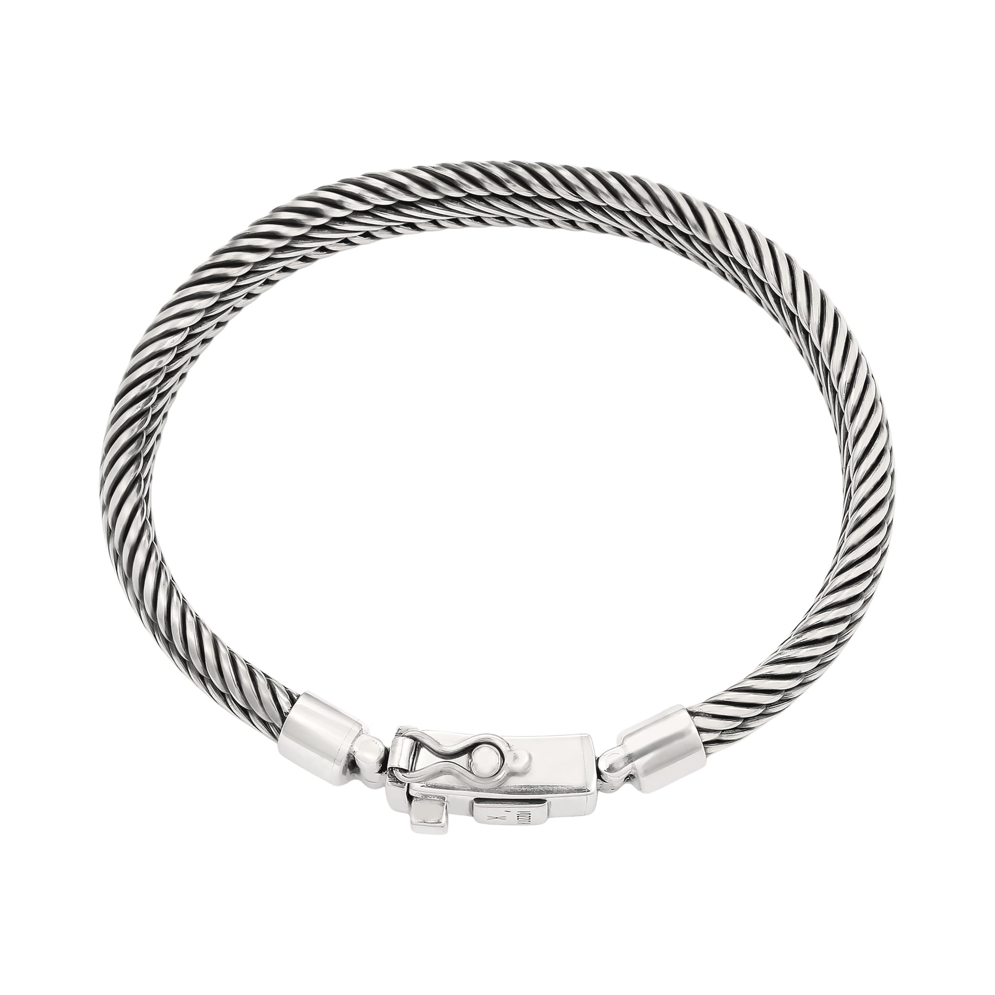 Kuzzoi Pulsera de buda para hombre hecha a mano de plata de ley 925 oxidada (10 mm) con cierre de caja, longitud 19 cm – 23 cm, 0207651725