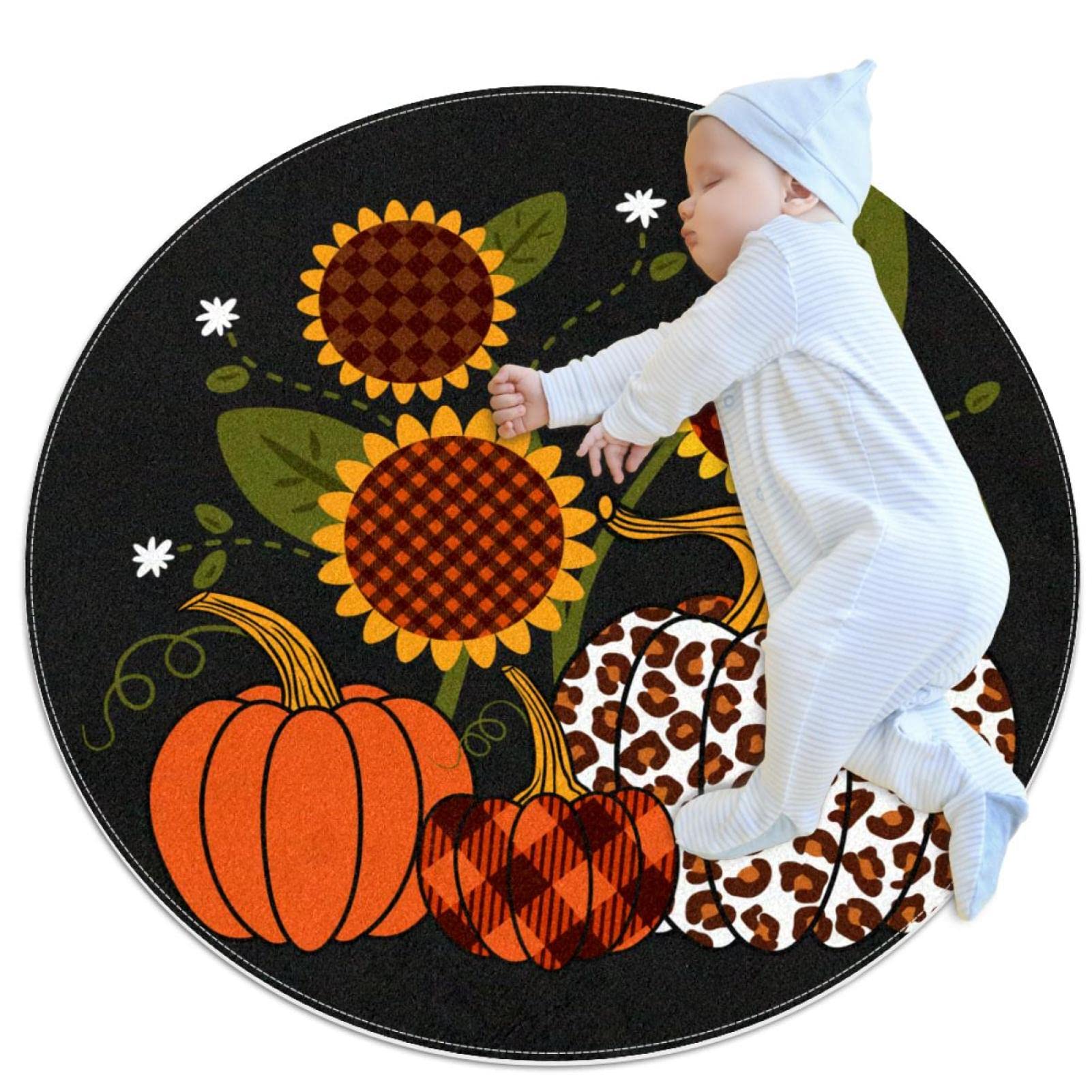 Tapis de sol pour canapé et salon au motif léopard citrouille cosy