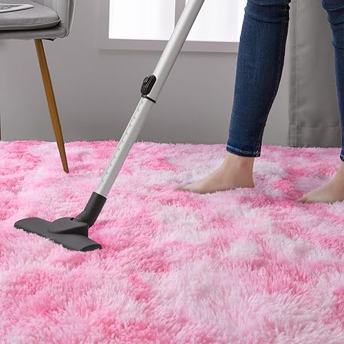 Miniatura 6 de DweIke - Alfombras esponjosas para dormitorio, sala de estar, alfombras de interior de 4 x 6 pies, alfombras peludas teñidas anudadas, color rosa