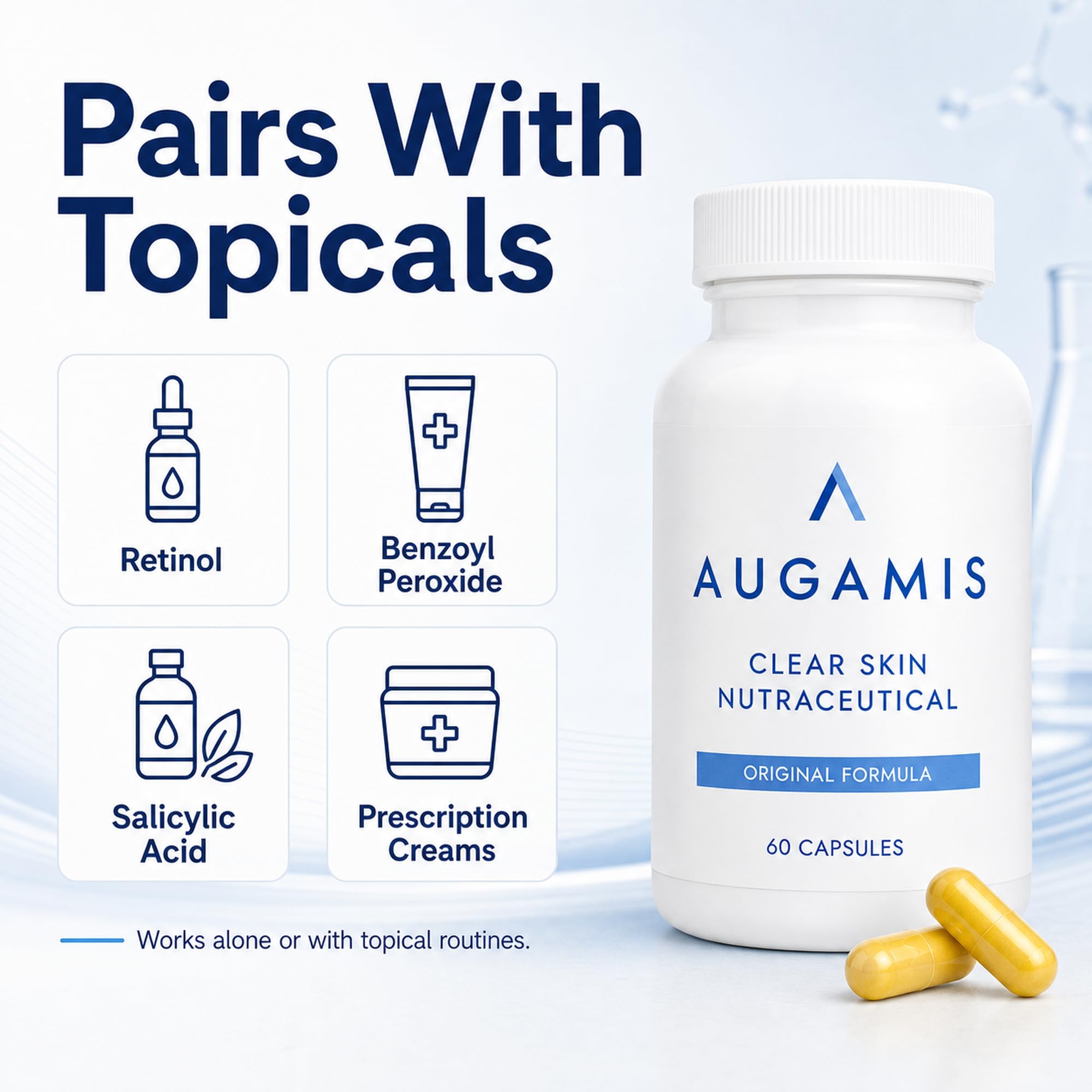 Traitement hormonal de l'acné pour femmes – Sans DIM – (60 gélules, 485 mg) – Médicament contre l'acné sans DIM – Aide à l'acné nodulaire et hormonale – Meilleur traitement de l'acné pour