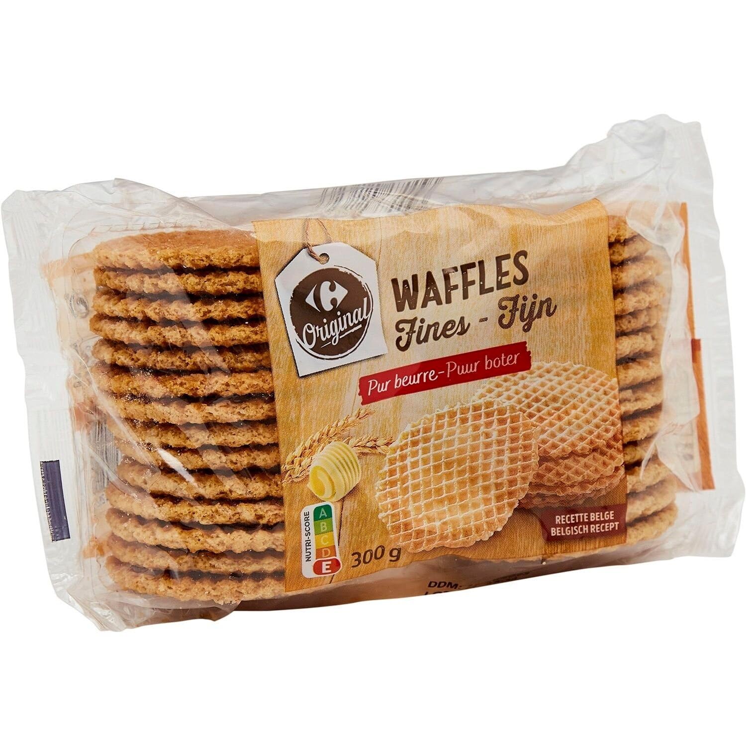 Saveur authentique et croustillant garanti — CARREFOUR ORIGINAL Biscuits gaufres fines pur beurre, Recette belge, Paquet de 300g - Lot de 4