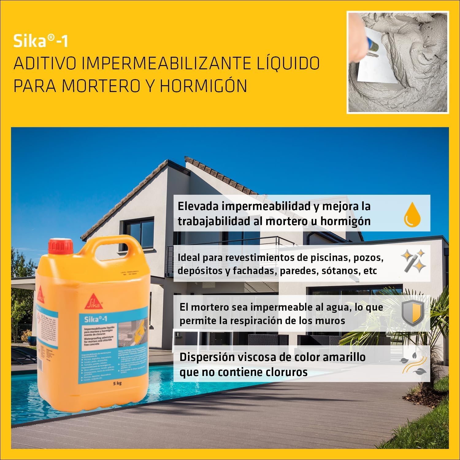 SIKA 4A Mortero Rápido, Fácil Mezclado, Impermeable, para Fijaciones de Marcos y Aditivo Impermeabilizante