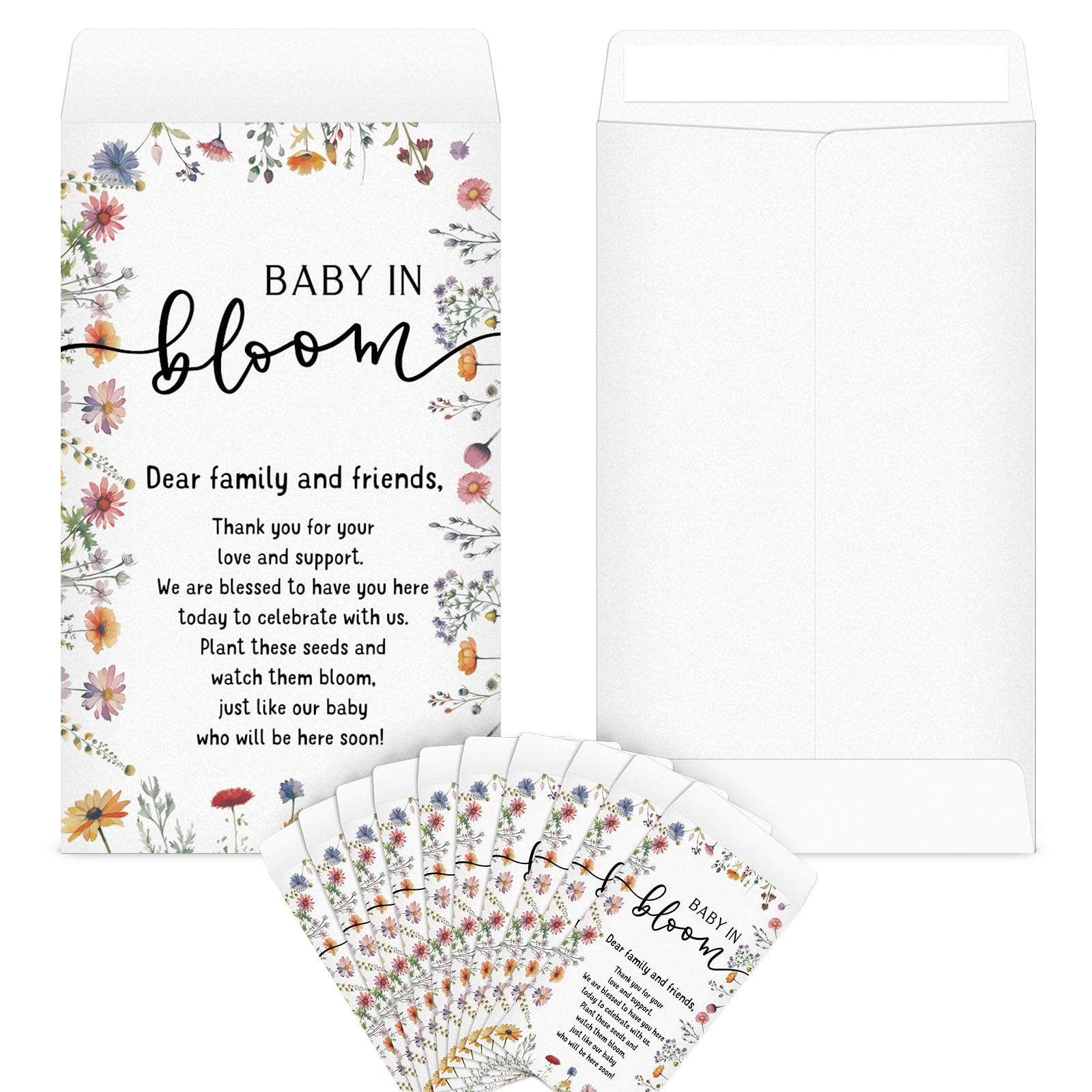 Fumete 50 Pcs Baby Shower Seed Packet Self Adhesive Kraft Envelopes Baby in Bloom Seed Storage Packets Mini Kraft Retro Paper Organizer for Gender