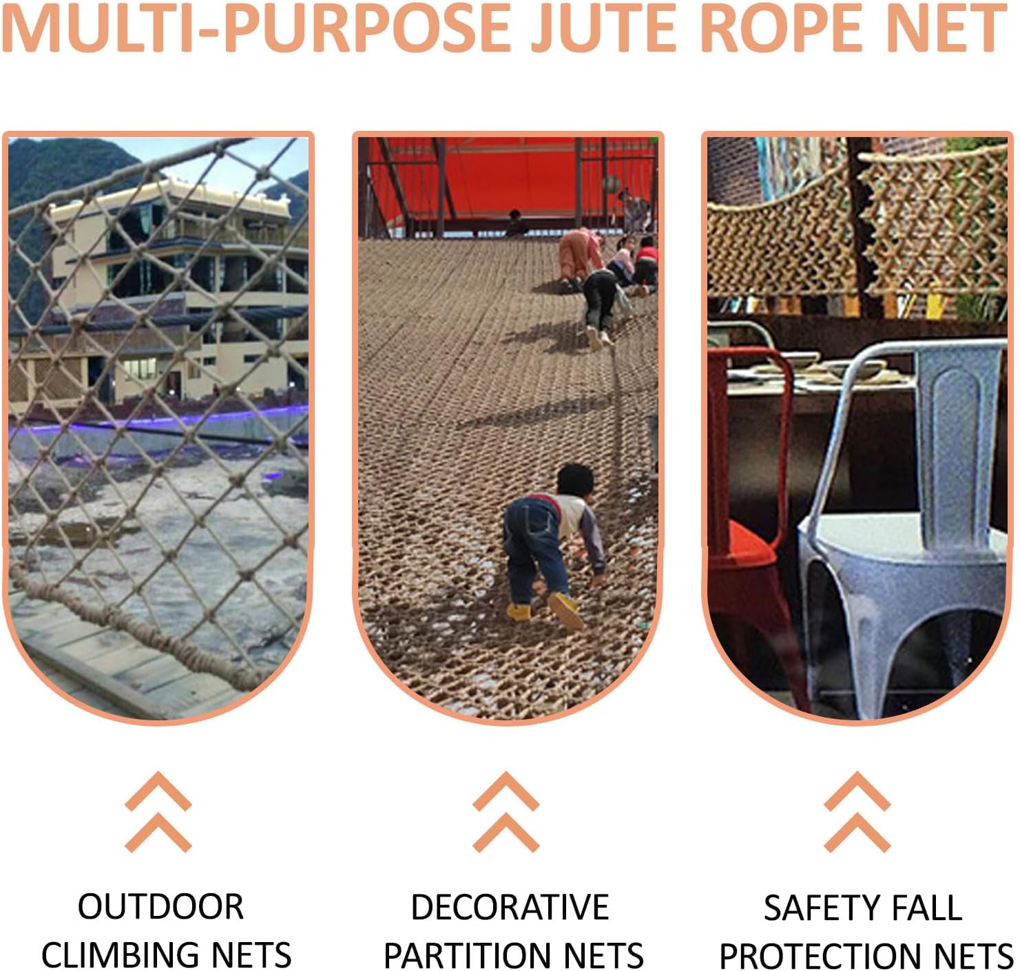 Jute Hemp Rope Net, Kids Climbing Safety Net, Safety Rope Netting Stairs Fence Balcony Garden Playground Protection Net Indoor and Outdoor Decor Rope Net(Size:4x6,Color:Hemp)