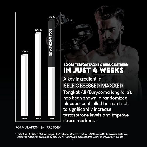 Miniatura 9 de Formulation Factory Self Obsessed MAXXED Suplemento de Vitalidad Masculina 10 en 1 con Shilajit, Tongkat Ali, Ashwagandha, Maca, Fadogia, Fenogreco,