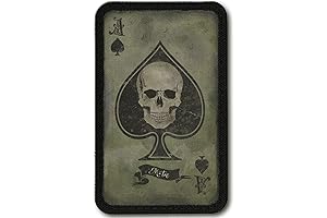 M-Tac Tactical Velcro Morale Patches., Death Card Ace Embroidered Badge. Olive/Black -...