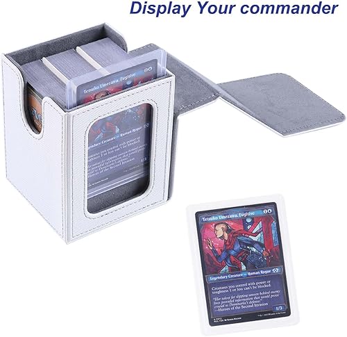 Miniatura 2 de AFIING MTG Caja de cubierta para Commander Display, caja de cartas para 100 tarjetas de doble manga, caja de almacenamiento de tarjetas Magic