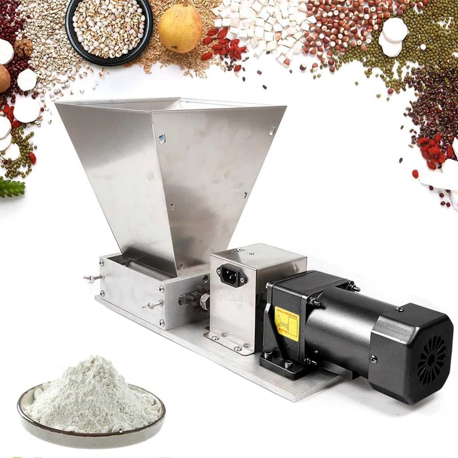 Macinino elettrico per cereali, 60 W, in acciaio inox, 4 l, ad alta capacità, per cereali, mais, cereali, erbe e spezie, ideale per l'industria alimentare e casalinga
