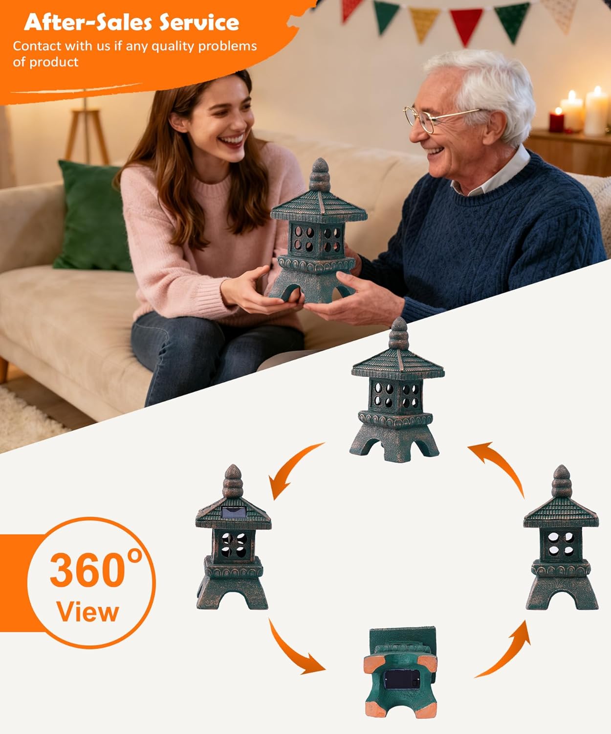Nacome Solar Pagoda Garden Statues:11.5 inches Outdoor Waterproof Resin Zen Decor for Landscape Balcony Patio Porch Yard Ornament(Bronze)