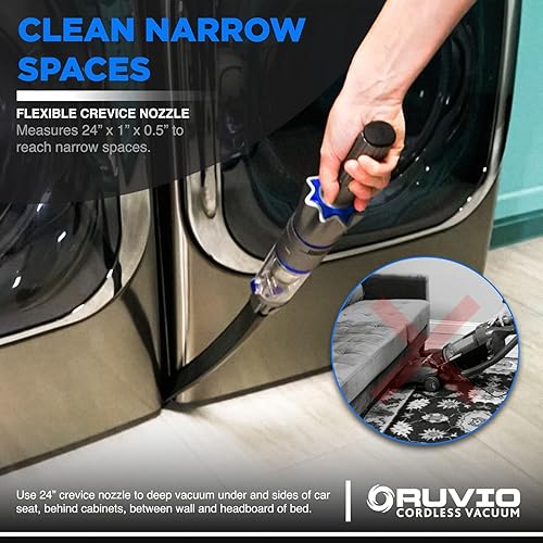 Miniatura 5 de Ruvio Aspiradora de mano inalámbrica para el hogar y el automóvil, aspiradora de mano portátil ligera sin cable funciona en pelo de mascotas, suelo,