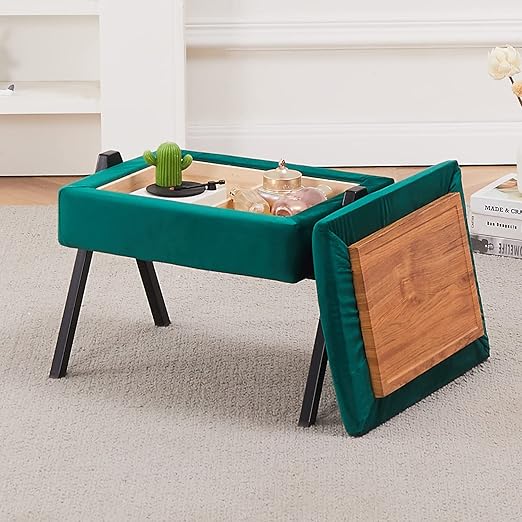 Mxfurhawa Footrest Footstools Rectangle Velvet Ottoman with