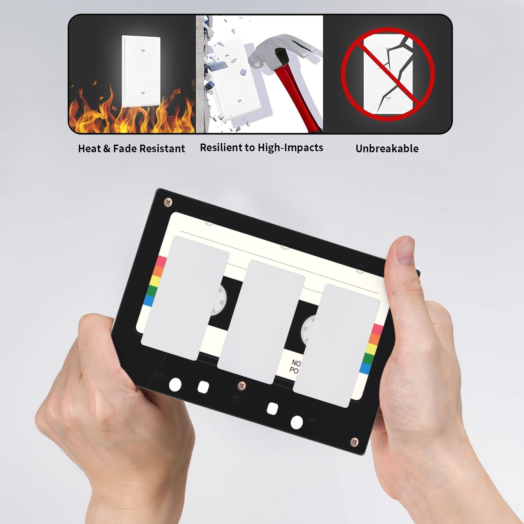 Music Notes On Old Paper 3-Gang Decorator Wall Plate – Unbreakable Thermoplastic Cover For Light Switches Or Outlets, Standard Size 4.5 X 6.4 Inches