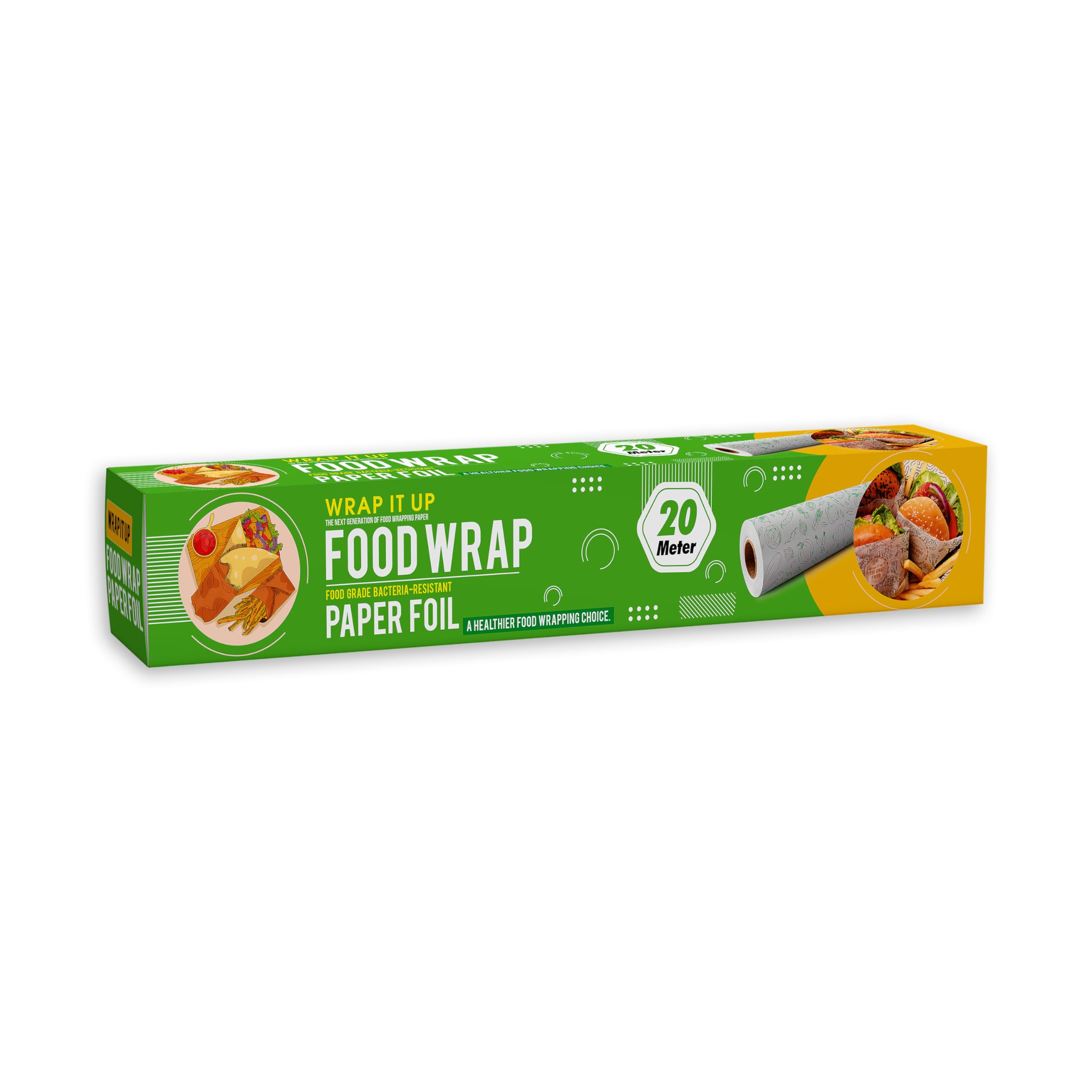 Food Wrapping Paper Roll - Premium Non-Stick Food Wrap 11 Inch 20 Meters, 40 GSM, Safe & Fresh, Butter Paper Roll