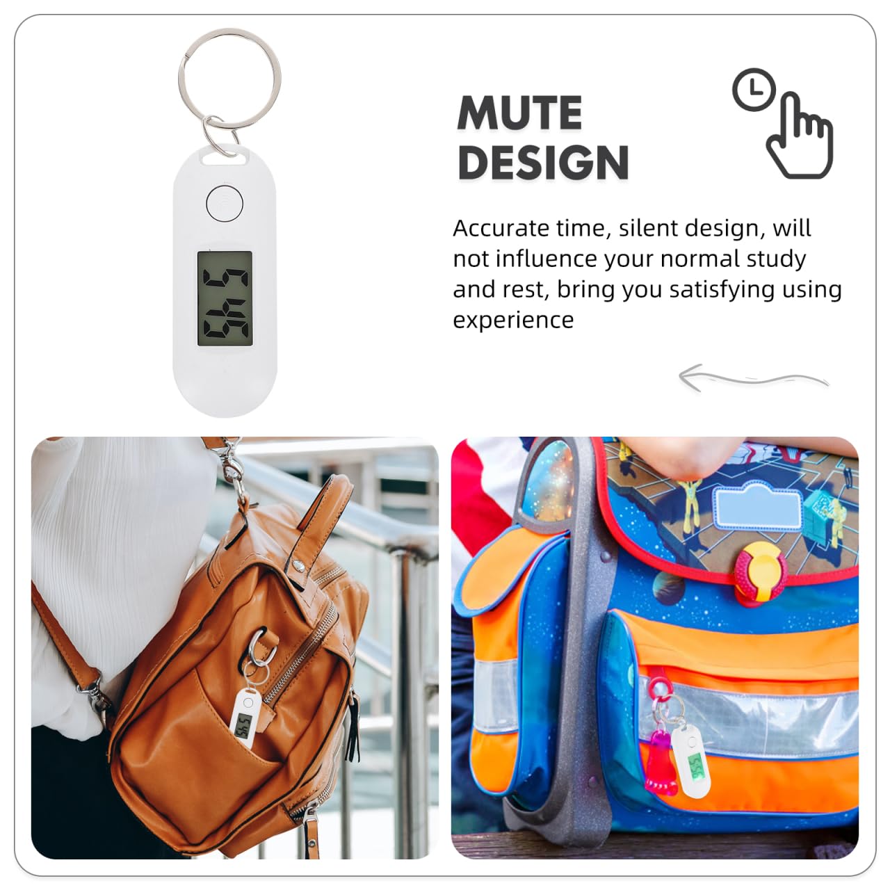 iplusmile Reloj de bolsillo electrónico multifuncional con llavero, reloj digital con clip para niños y estudiantes