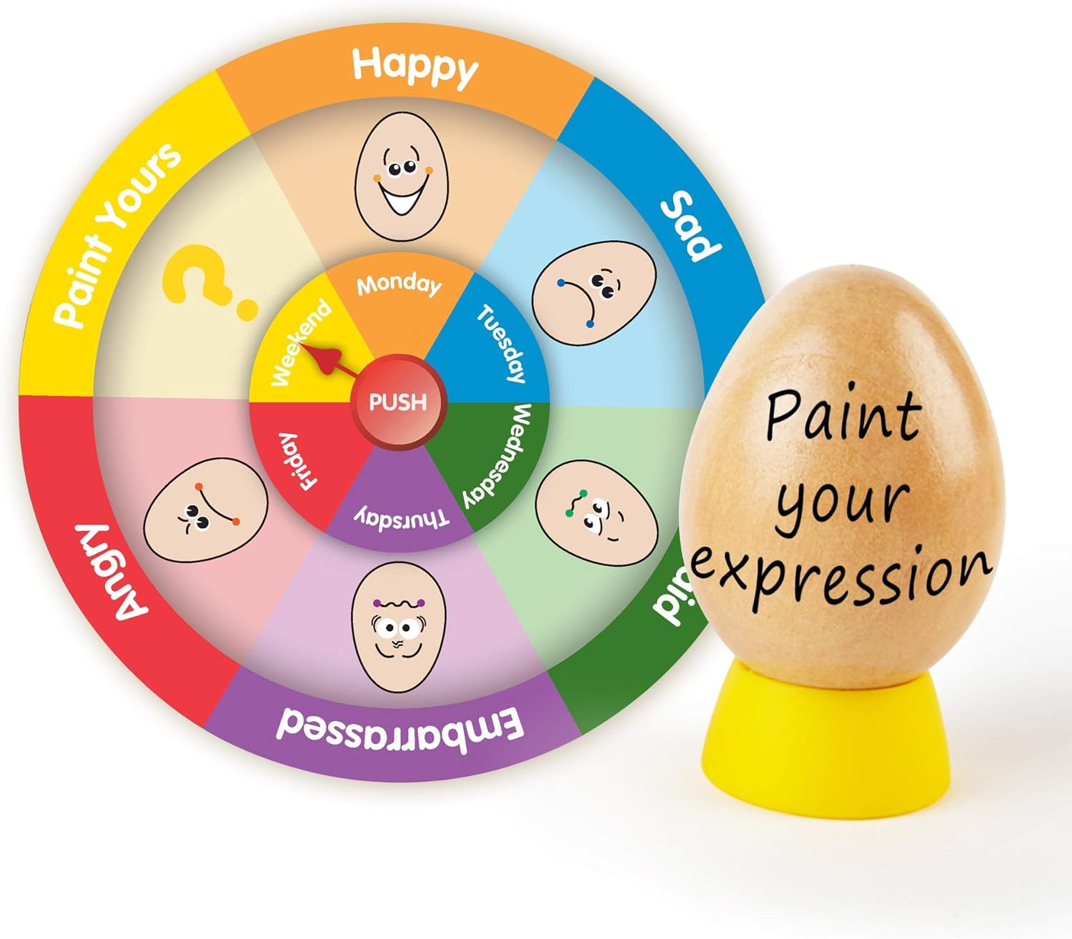 Hape Eggspressions Wooden Learning Toy with Illustrative Book, 13 pieces