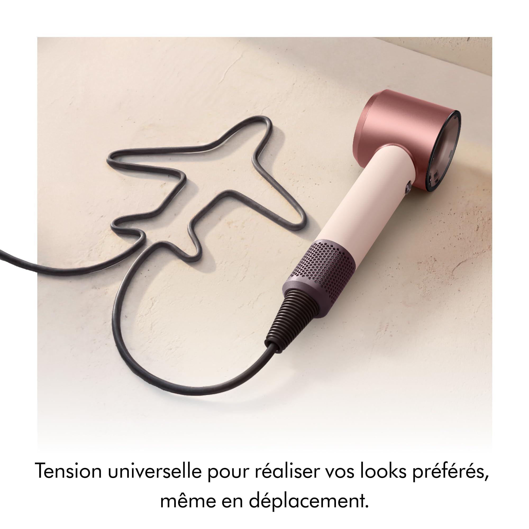 Dyson Supersonic Travel™ Sèche‑cheveux – Compact & Léger, Séchage Rapide, 1220W, Tension Universelle, Contrôle Intelligent de la Chaleur, Compatible Accessoires Supersonic, Rose Céramique