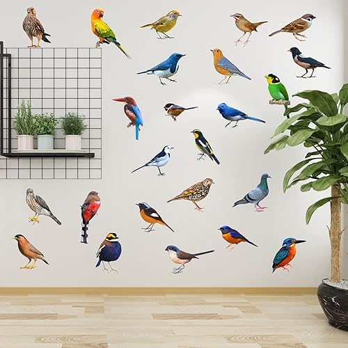 Calcomanías de pared de pájaros 3D realistas, impermeables, de vinilo para decoración de pared, despegar y pegar, calcomanías de pared extraíbles