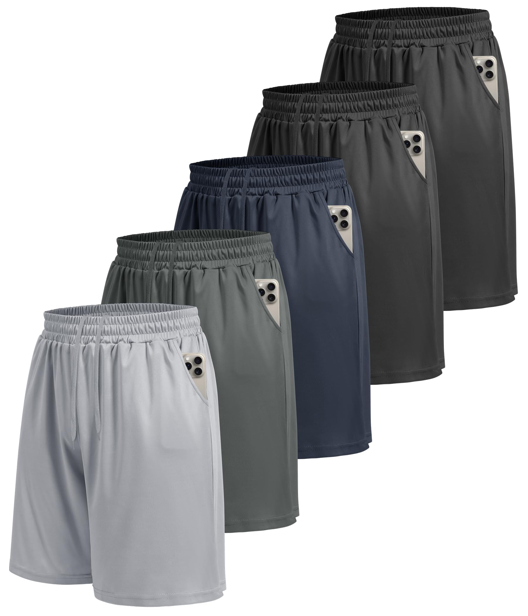 LalaHooK 3 Pack Athletic Gym Mens Shorts - Casual Black Quick Dry Basketball Shorts with Pockets for Workout