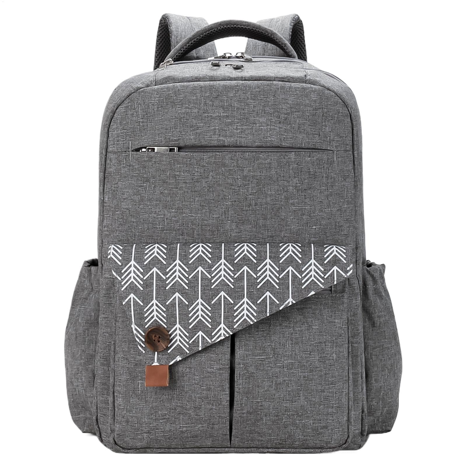 Bolso cambiador para mujer, mochila grande para pañales, mochila de doble capa, bolsa de viaje impermeable de gran capacidad y puerto de carga multifuncional
