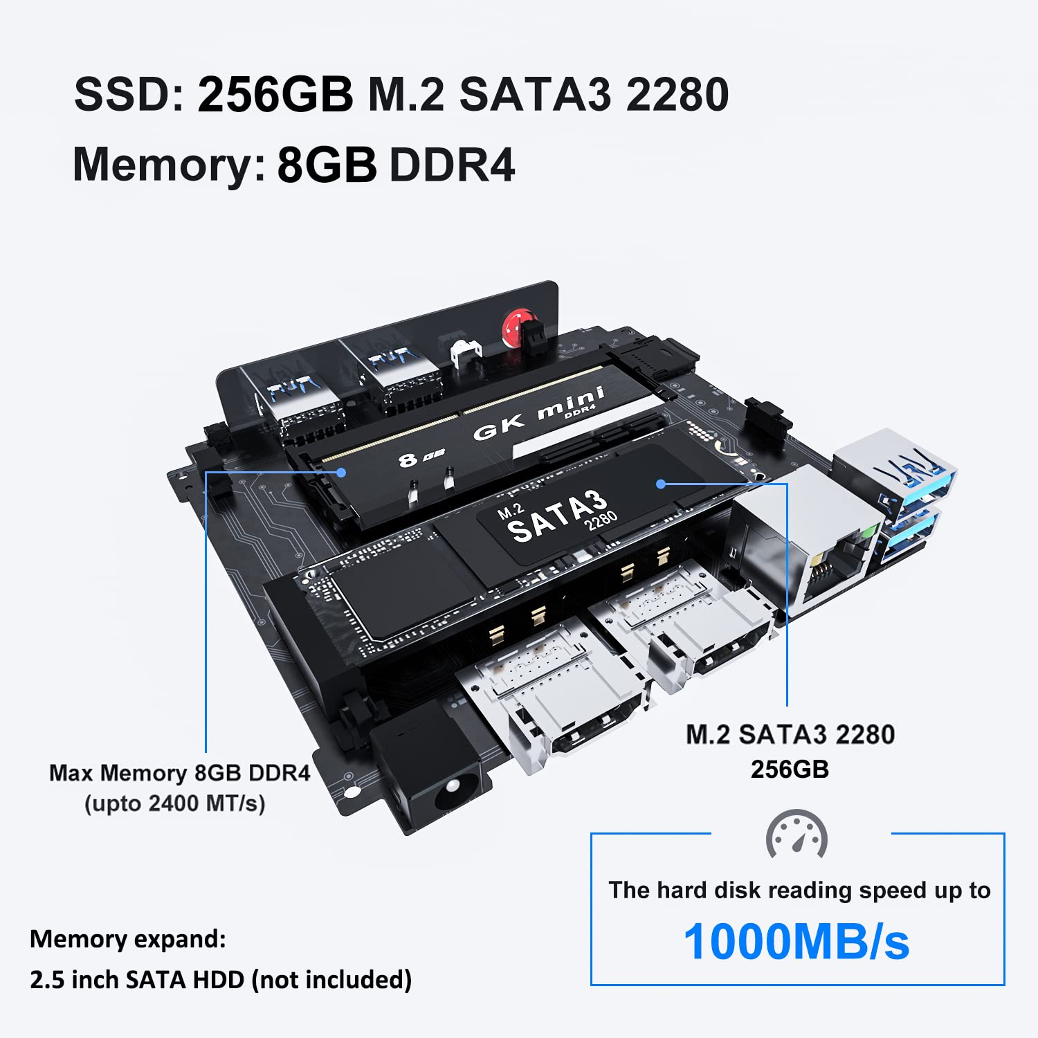 Beelink GK Mini PC com Windows 10, Processador Intel J4125 (até 2