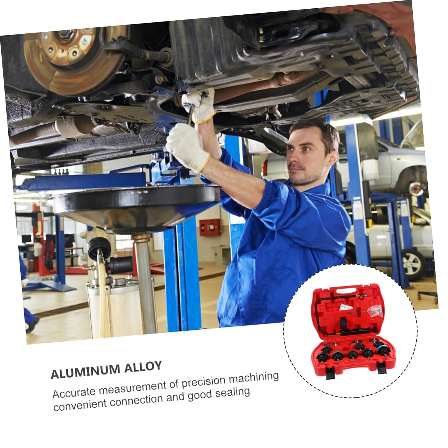 1set Automobile Cooling System Leak Detector Water Tank Pressure Tester Kit for Radiator Leak Detection Easy Use Gauge Accurate Measurement and Construction