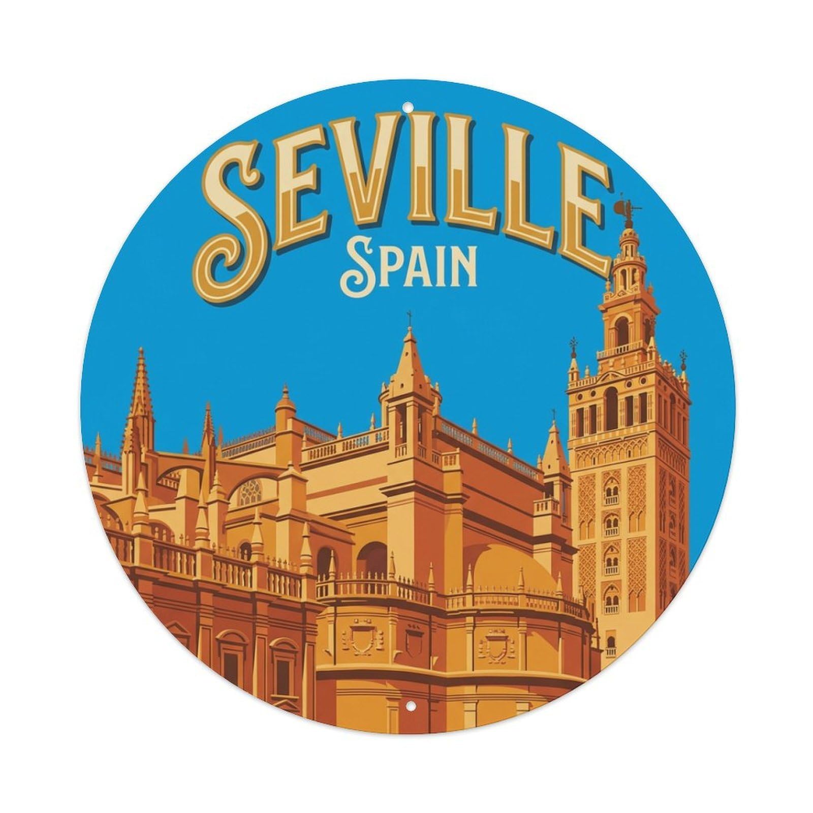 Metal Tin Sign Spain Vintage Travel Seville