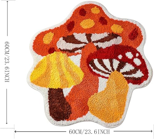 Miniatura 2 de Divertida alfombra de ducha antideslizante de microfibra con diseño de hongos, bonita alfombra de baño suave y lavable, absorbente de agua, alfombra