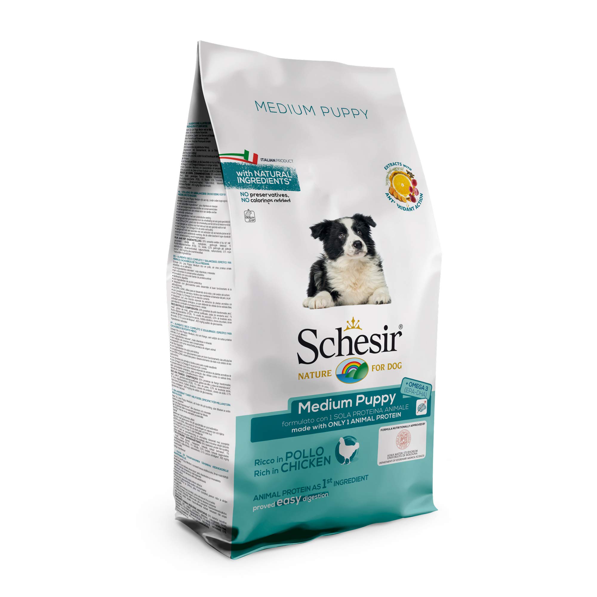 Schesir Cibo Secco per Cani Cuccioli Media Taglia Pollo 12kg