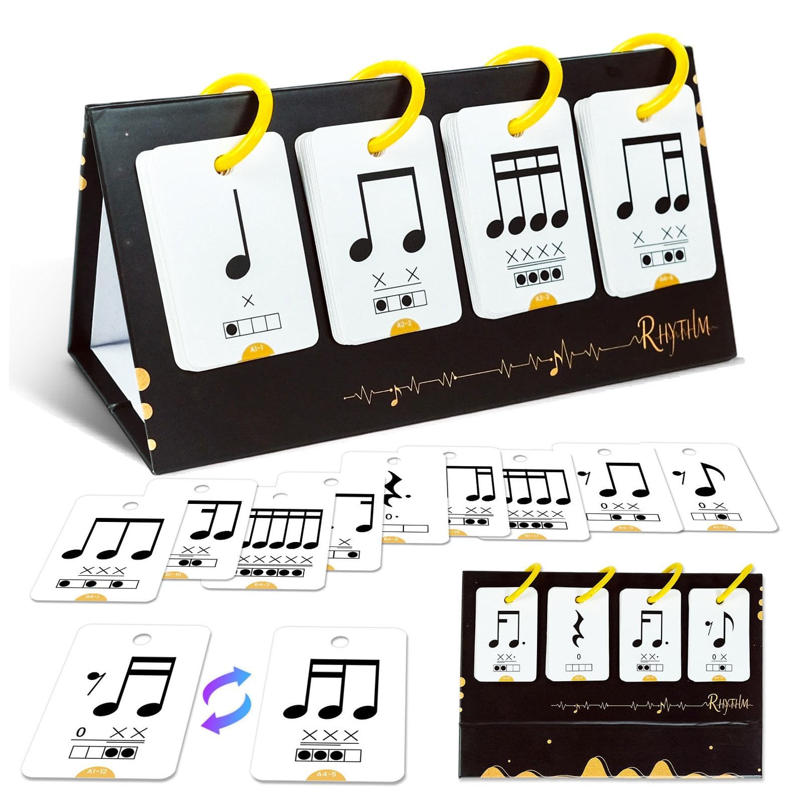 MagiDeal Fiches d'exercices rythmiques, cartes mémoire pour l'apprentissage du rythme musical, cartes d'entraînement aux notes de piano, outils