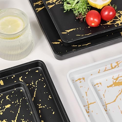 Miniatura 7 de Juego de vajilla de melamina para 4 - 12 platos para uso diario juego de platos y cuencos cuadrados irrompibles aptos para lavavajillas blanco y