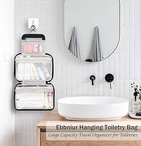 Miniatura 7 de Bolsa de aseo colgante, bolsa de viaje de gran capacidad para artículos de tocador, tela Oxford impermeable, organizador de maquillaje, bolsa de