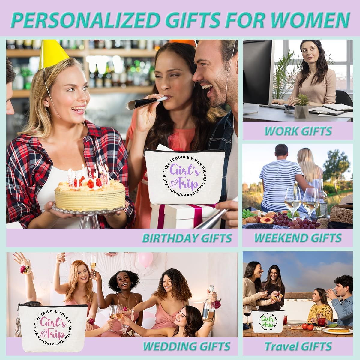 3 Pcs Girls Trip Gifts: Makeup Bag Favors Gifts for Women image 5