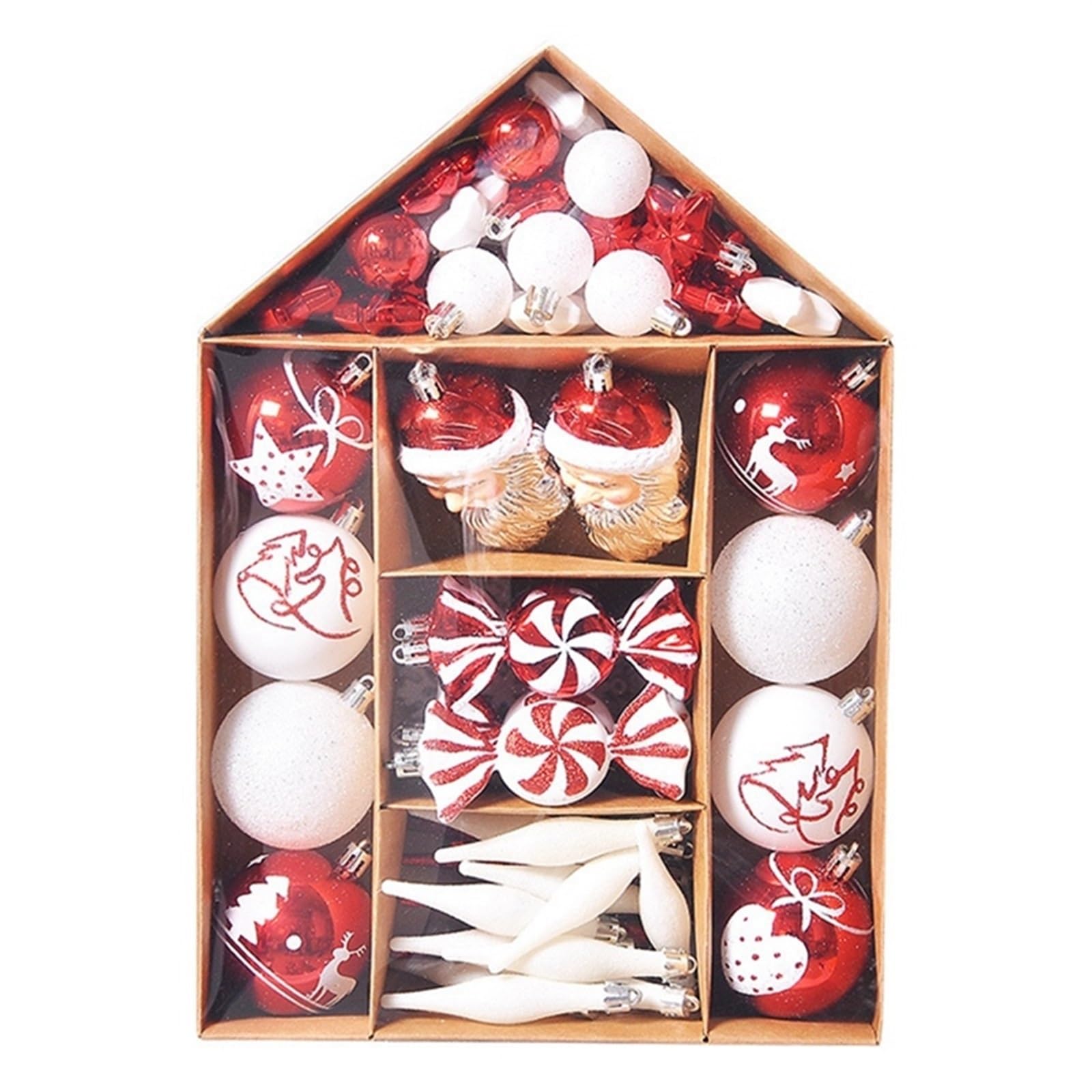 INEOUT 70 Uds. Bola De Adorno De Navidad Árbol De Navidad Galvanoplastia Bola De Plástico Adorno Pintado Estrella Superior del Árbol